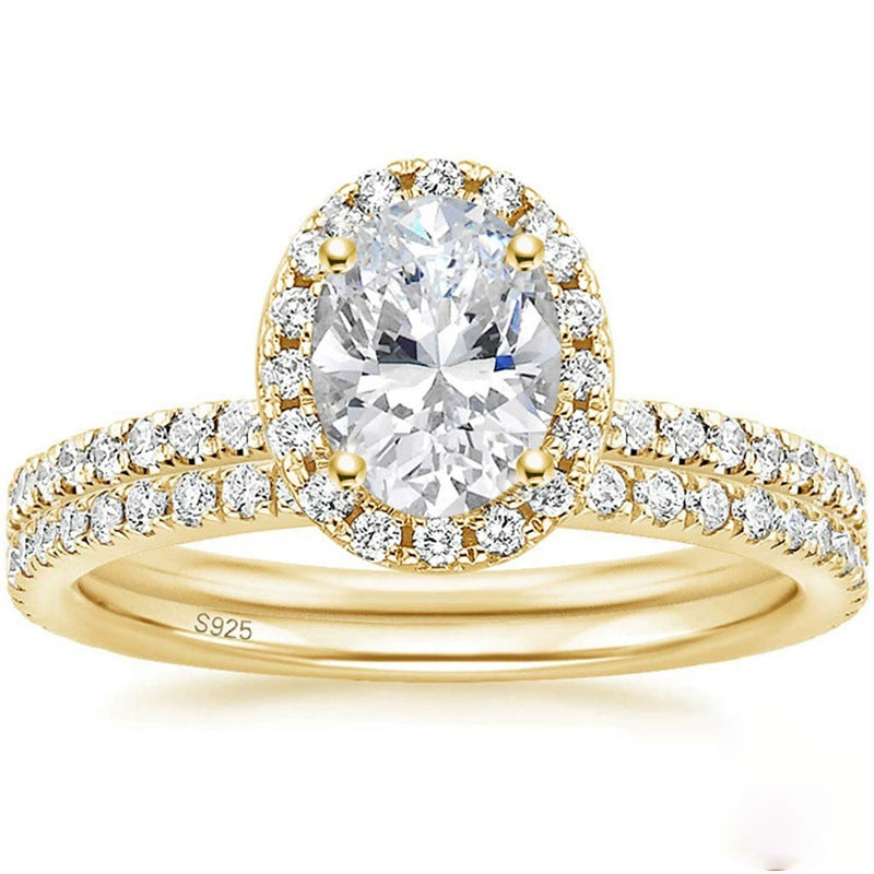 Silver Inlaid Zircon Princess Ring Pi-Mart