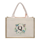 Cotton and linen canvas tote bag, printed letter tote bag, portable light handbag, gift shopping bag - SJB-DIAMOND ELITES