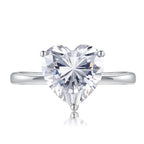 Simple Elegant S925 Silver 4 Karat Heart-shaped Ring Pi-Mart
