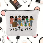 Linen printed cosmetic bag, cosmetic lipstick storage bag, small simple zipper evening clutch bag, - SJB-DIAMOND ELITES