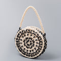 Small round wooden bead bag, hand-woven bag, women's seaside vacation beach bag, beaded small handbag - SJB-DIAMOND ELITES