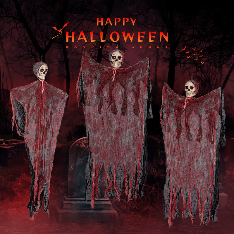 Halloween Haunted House Porch Yard Dress Up Scary Spider Web Cotton Suit Scary Hanging Ghost Decoration Blood Veil Little Hanging Ghost - SJB-DIAMOND ELITES