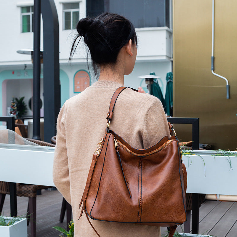 Large vegan leather hobo handbag for women with detachable long strap SHOMICOBOUTIQUE