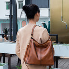 Large vegan leather hobo handbag for women with detachable long strap SHOMICOBOUTIQUE