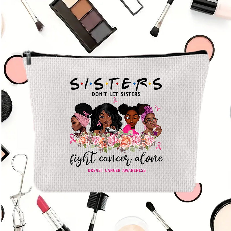 Linen printed cosmetic bag, cosmetic lipstick storage bag, small simple zipper evening clutch bag, - SJB-DIAMOND ELITES