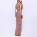 Sexy Women's Sleeveless Super Deep V Slim Waist Pleated Temperament Fishtail Jumpsuit