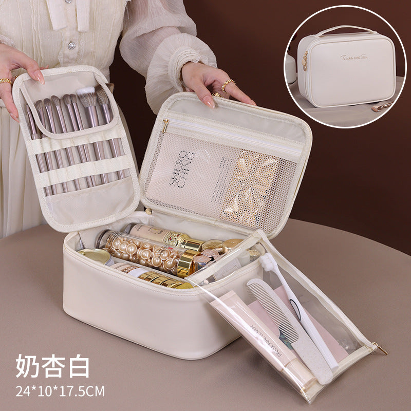 Makeup bag with compartments, makeup bag organizer, 6 large divisions portable large capacity high-end makeup bag, travel makeup brush cosmetic storage bag - SJB-DIAMOND ELITES