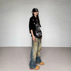 Niche Make Old Ripped Denim Fashion Brand Loose Straight Wide Leg Smart Trousers Lootquake LLC
