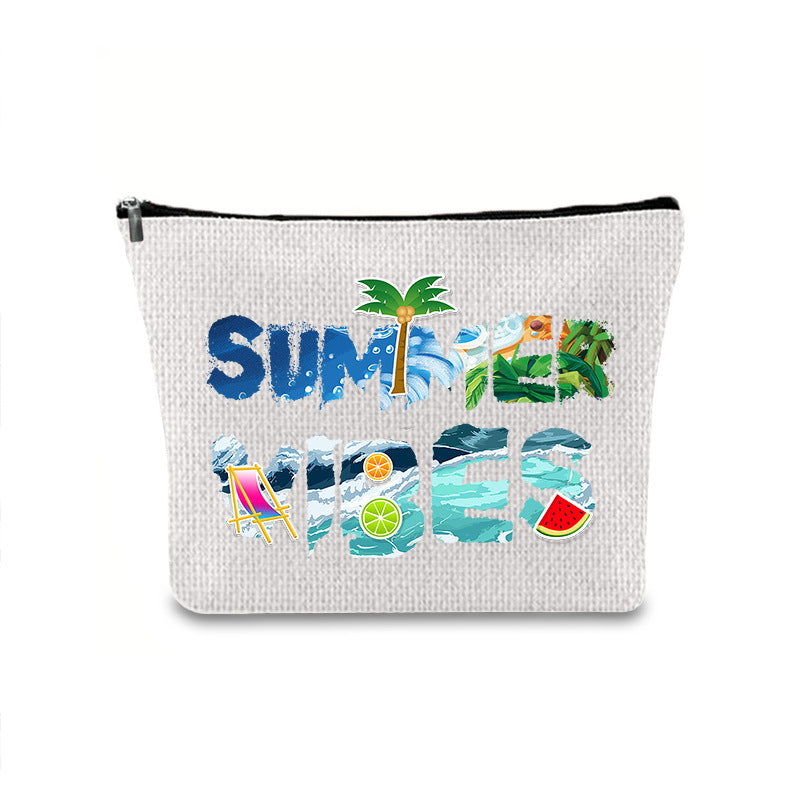 Linen printed cosmetic bag, cosmetic lipstick storage bag, small simple zipper evening clutch bag, - SJB-DIAMOND ELITES