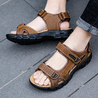 Men's Retro Casual Leather Sandals Outdoor Stylish Beach Pi-Mart