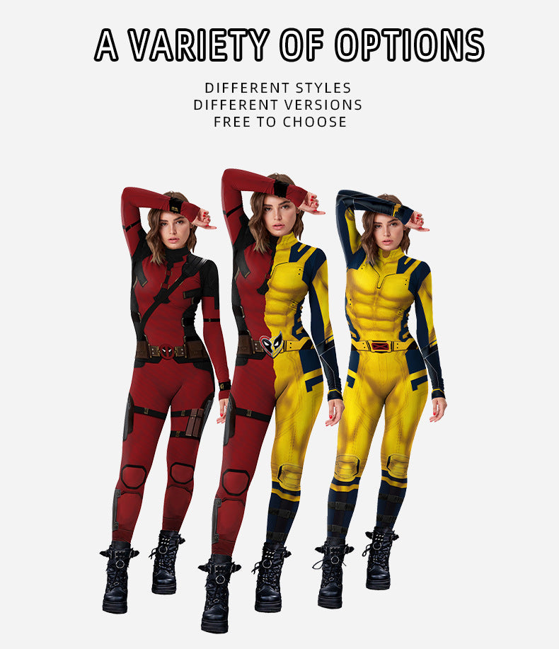 onepiece Halloween movie cos suit Deadpool 3 Wolverine costume playing suit printed jumpsuit - SJB-DIAMOND ELITES