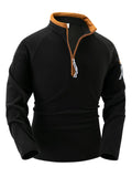Stand Collar Half Zip Long Sleeve Tactical Arm Zipper Sweater