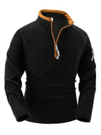 Stand Collar Half Zip Long Sleeve Tactical Arm Zipper Sweater