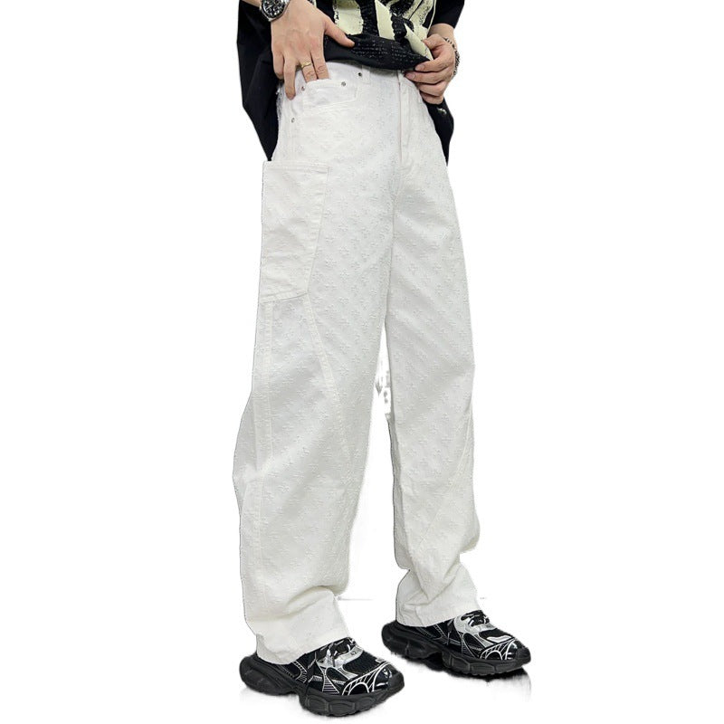 Loose Straight Washed Denim Large Pocket Pants Trendy Lootquake LLC