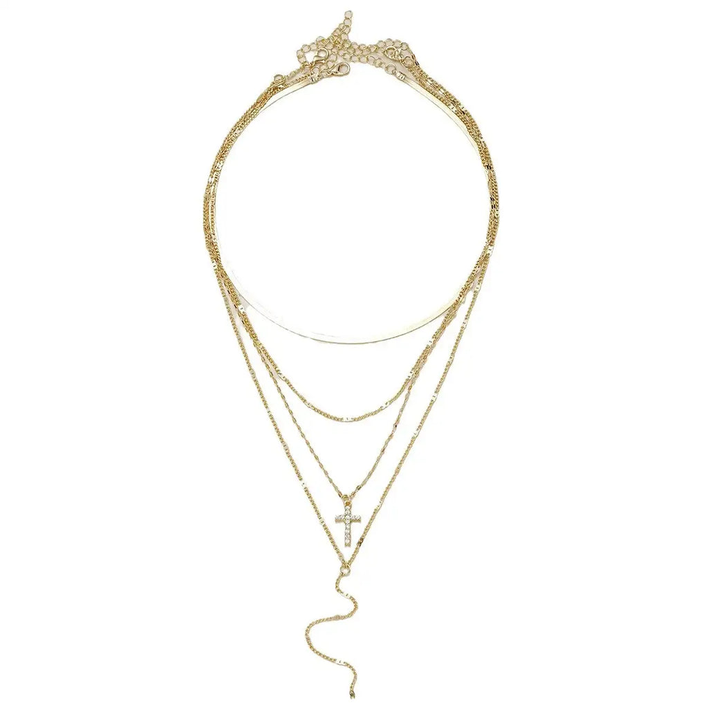 Fashion Special-interest Vintage Cross Pendant Clavicle Chain Multi-layer