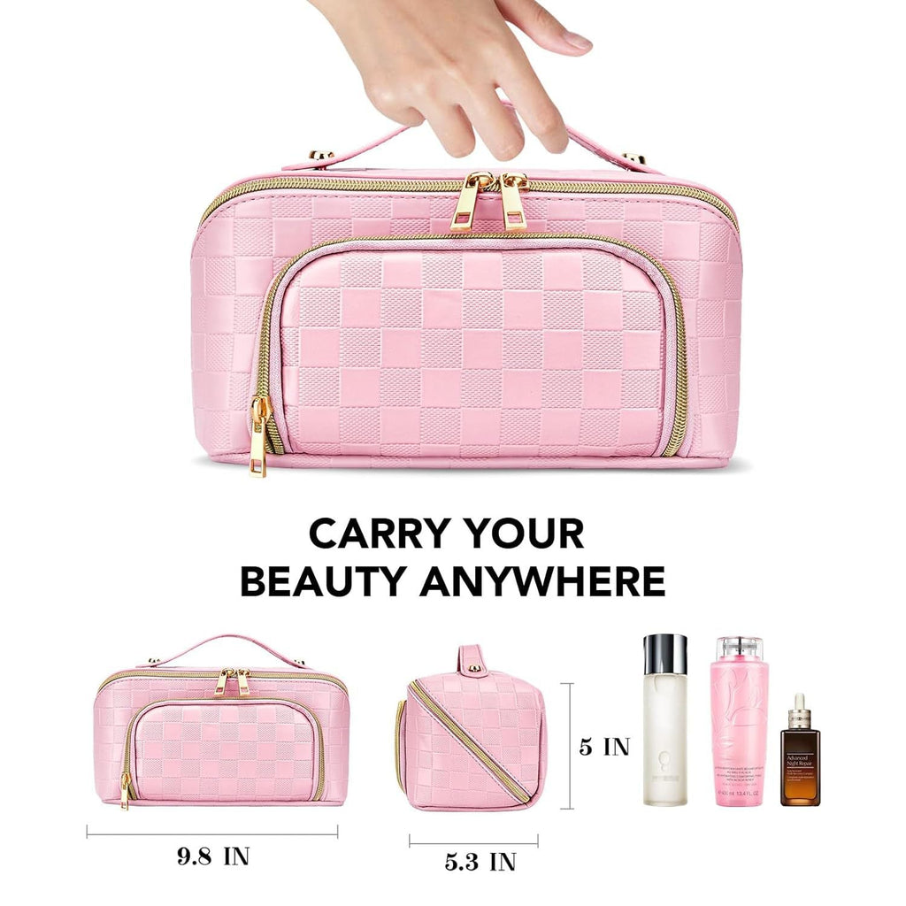 Chessboard double pillow cosmetic bag, multifunctional waterproof toilet bag, makeup bag with compartments, - SJB-DIAMOND ELITES