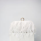 Elegant Ostrich Hair Ring Box – Small Square Bag with Chain Crossbody Shoulder Velvet Evening Clutch Purse, Perfect for Dinner, Casual Outings, Party Events, and Prom Nights - SJB-DIAMOND ELITES