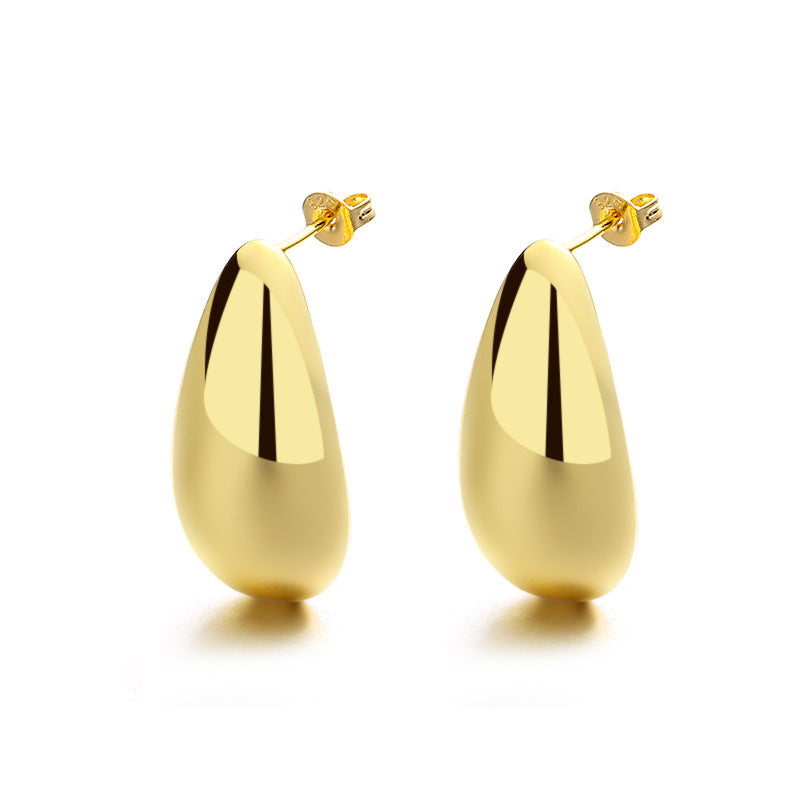 Fashion Jewelry Water Drop Glossy 16k Real Gold Plating Simple And Elegant Earrings Pi-Mart