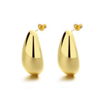 Fashion Jewelry Water Drop Glossy 16k Real Gold Plating Simple And Elegant Earrings Pi-Mart