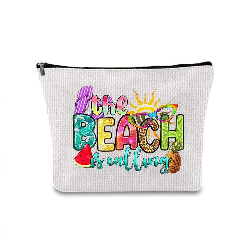 Linen printed cosmetic bag, cosmetic lipstick storage bag, small simple zipper evening clutch bag, - SJB-DIAMOND ELITES