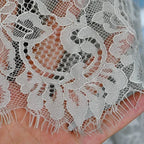 3Meters/lot Off White French Chantilly Lace Fabric , Eyelash Embroidery Lace Craft Bridal Veil Lace Accessory 150cm Width