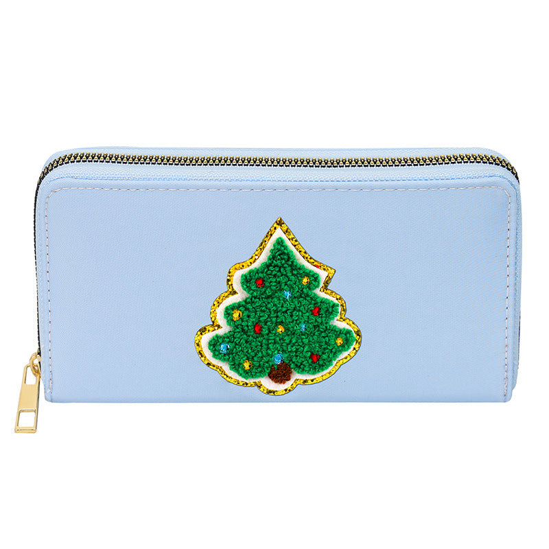 Women's alphabet embroidered wallet, long coin purse, nylon zipper ticket holder, multi-function card bag - SJB-DIAMOND ELITES
