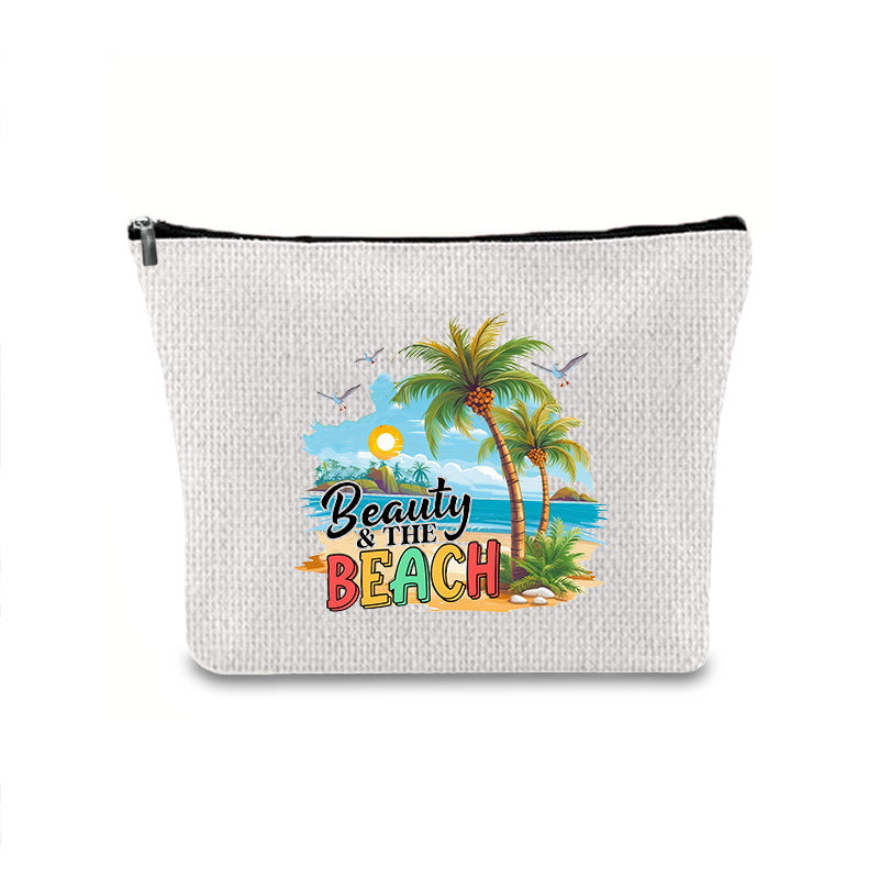 Linen printed cosmetic bag, cosmetic lipstick storage bag, small simple zipper evening clutch bag, - SJB-DIAMOND ELITES