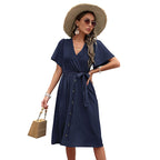 Commuters' Best Selling Bell Sleeve Waist Tie Dress Lootquake LLC