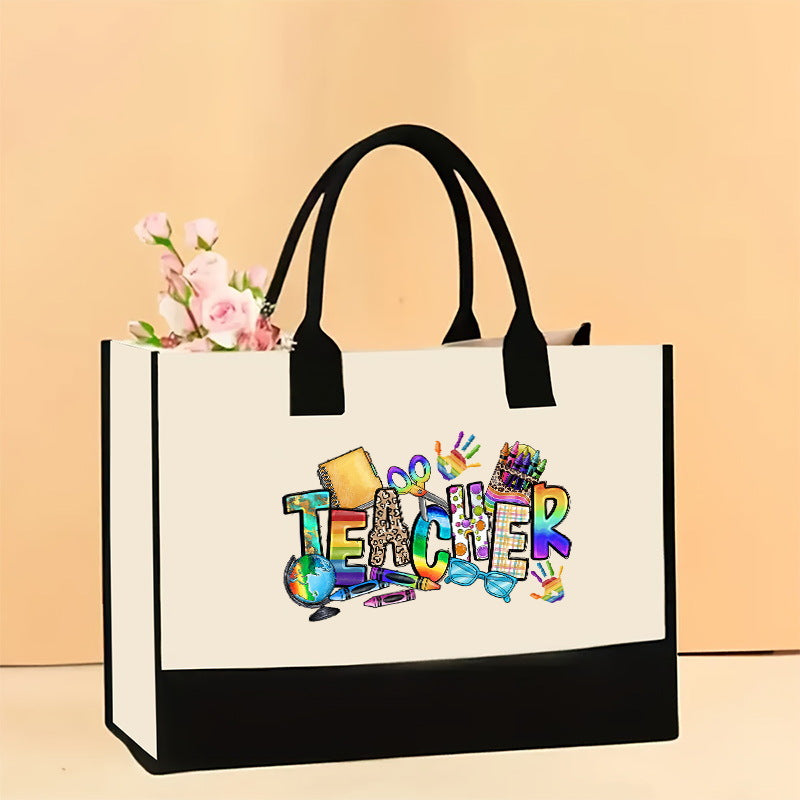 Canvas tote bag, large capacity printed tote bag women's, fashionable waterproof portable shopping bag - SJB-DIAMOND ELITES