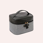 Multifunctional PU thousand bird grid cosmetic bag, portable cosmetic case, large capacity storage bag cosmetics, storage box, makeup bag with compartments, - SJB-DIAMOND ELITES