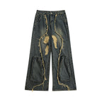 High Street Re-niche Deconstruction Tassel Hole Denim Men's Pants Lootquake LLC