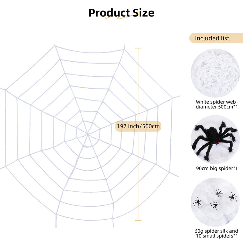 Halloween spider web decoration haunted house party trick props spider silk simulation big spider combination scene arrangement - SJB-DIAMOND ELITES