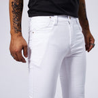 Men's European And American-style White Stretch Skinny Jeans Lootquake LLC