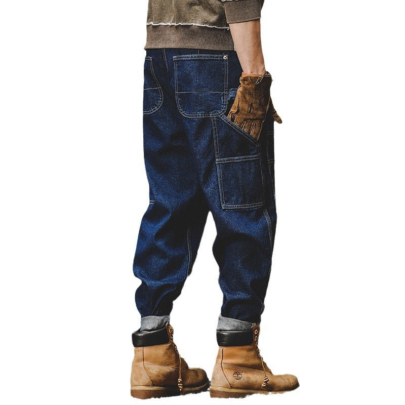Retro Workwear Jeans Men's Autumn Loose Bright Line Lootquake LLC
