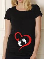 Maternity Shirt Maternity Cute Baby Printed O-Neck Lootquake LLC