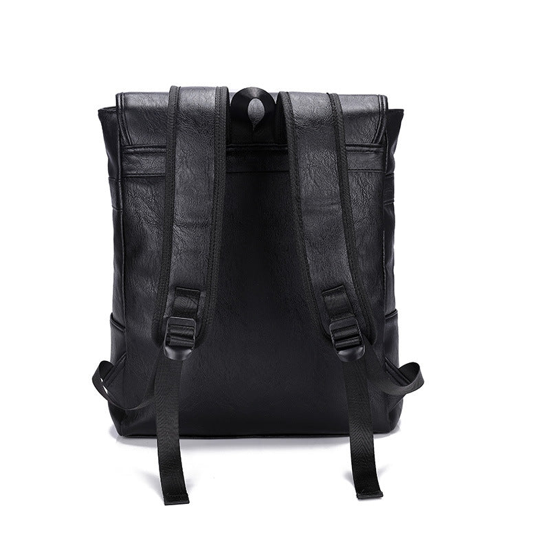 Trendy Men's Retro Backpack Trendy Cover Travel Business Bag Soft Leather Men's Backpack MB21080303 - SJB-DIAMOND ELITES