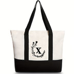 Canvas shoulder bag, large capacity letter print tote bag, women's fashion lightweight portable gift bag - SJB-DIAMOND ELITES