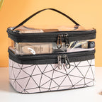 Multifunctional double-layer cosmetic bag, transparent storage bag, travel portable tote bag, large-capacity waterproof toilet bag - SJB-DIAMOND ELITES