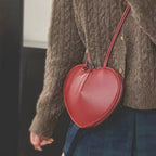 Mini love-shaped crossbody bag, bag women's casual fashion versatile shoulder crossbody bag, fashion stylish love women's bag red