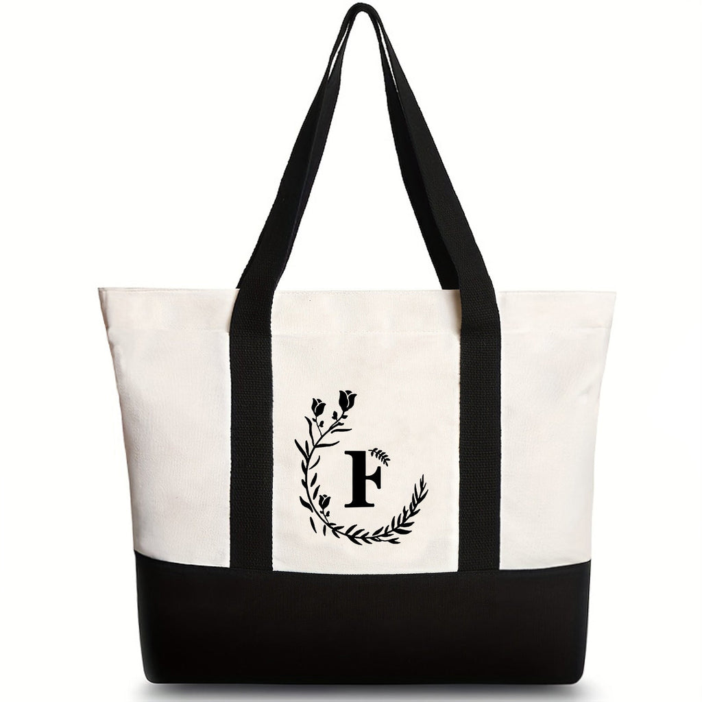 Canvas shoulder bag, large capacity letter print tote bag, women's fashion lightweight portable gift bag - SJB-DIAMOND ELITES