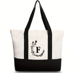 Canvas shoulder bag, large capacity letter print tote bag, women's fashion lightweight portable gift bag - SJB-DIAMOND ELITES