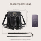 Stylish Soft Pu Rivets Small Crossbody Tassel Bag, Skull Shoulder Crossbody Bag - SJB-DIAMOND ELITES