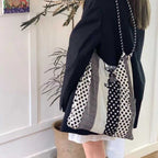 Polka dot tote bag, versatile portable shoulder bag, large-capacity environmentally friendly hobo bag for women