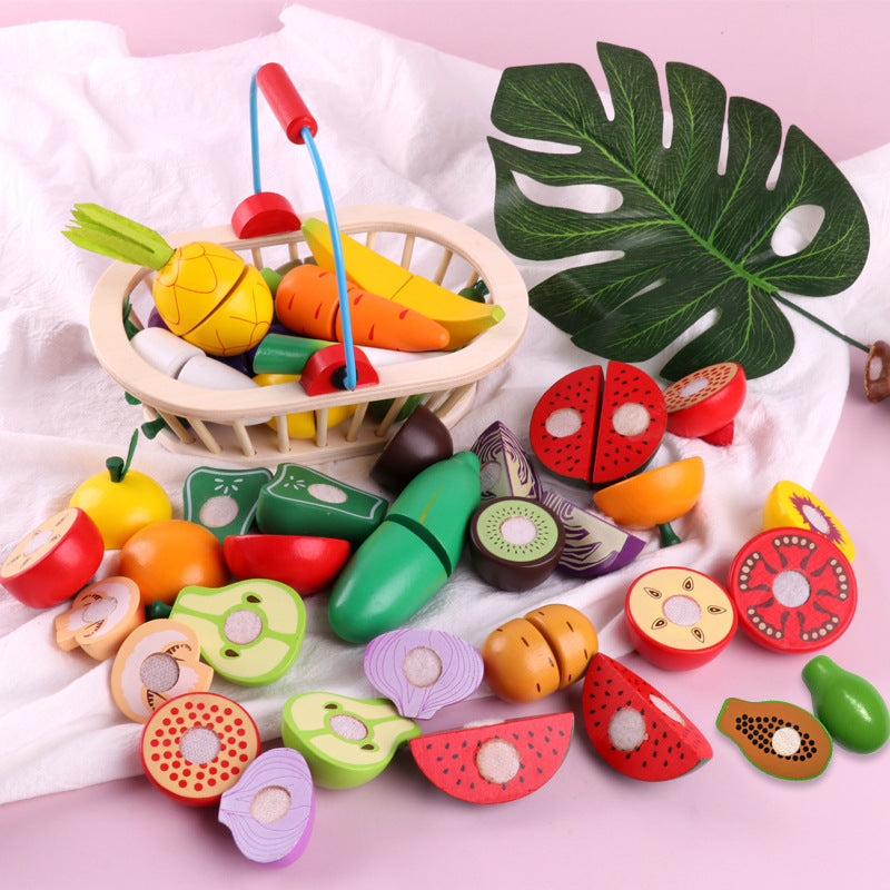 Wooden Vegetable Magnetic Children's Play House Cut Fruit Toys Pi-Mart