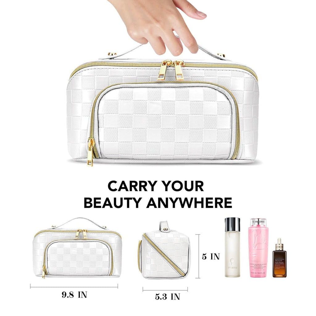Chessboard double pillow cosmetic bag, multifunctional waterproof toilet bag, makeup bag with compartments, - SJB-DIAMOND ELITES