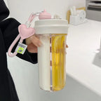Double Drink Sub-bin Tumbler Creative Straw Cup Pi-Mart