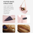 Nylon bag large capacity women's armpit bag, down bag versatile shoulder bag, solid color silk cotton handbag, puffer bag hobo - SJB-DIAMOND ELITES