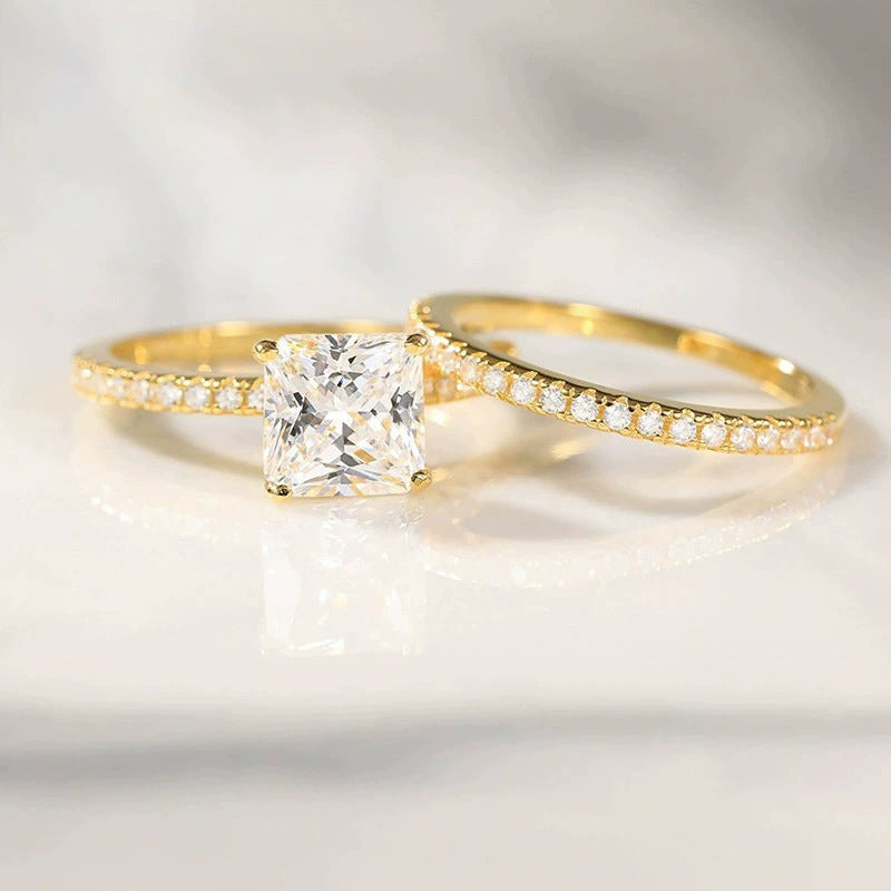 5A Zircon Round Rose Silver Diamond Ring Pi-Mart