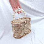 MAC022 Stylish Pearl Diagonal Span Basket Bag Mariam's Collection