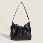 Simple soft leather pleated armpit bag, women's design side zipper solid color shoulder bag, hobo bag for women - SJB-DIAMOND ELITES